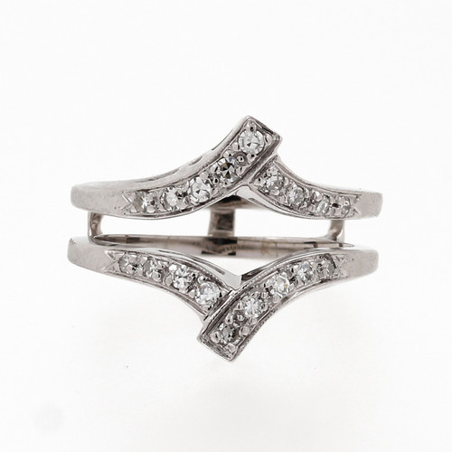 Estate Diamond Jacket Ring 14K White Gold 0.45 CTW Bridal Size7