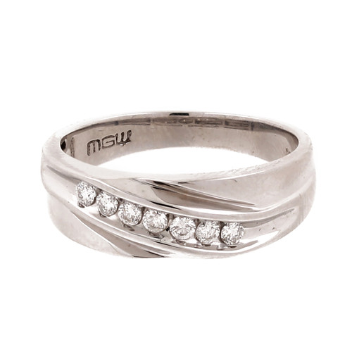 Estate Diamond Swirl Ring Band 10K White Gold 0.35 CTW Round Diamonds Size 9.75