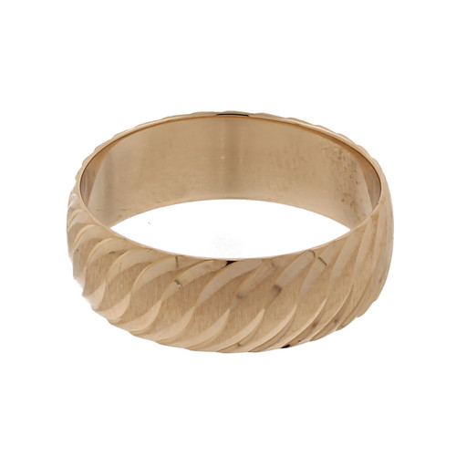 Estate Wide Band Ring 14K Yellow Gold Swirl Design 7.75 mm Size 12.25 Unisex