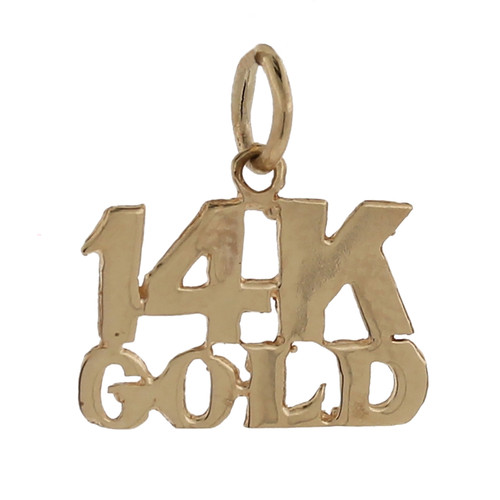 14K Gold Retro Charm Pendant 14K Yellow Gold Unisex Vintage Estate 0.60"