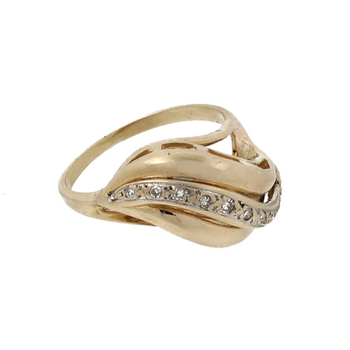 Estate Diamond Swirl Ring 14K Yellow Gold 0.10 CTW Size 3.75
