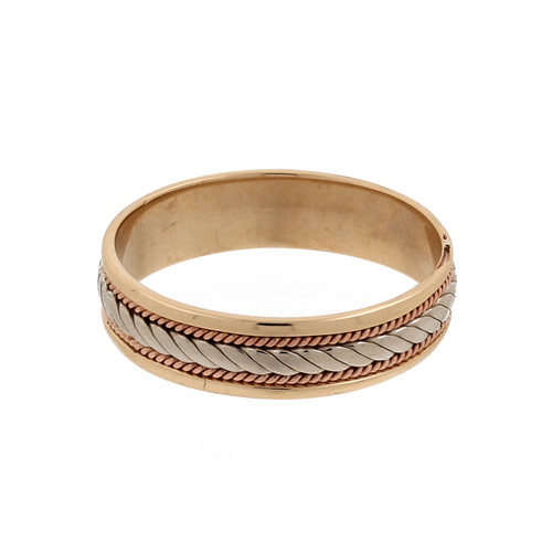 Men's Braided Twisted Cable Band Ring 14K Tri-Color Gold SZ 13.75 Unisex Estate