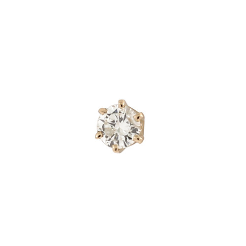 Single Round Cut Diamond Stud Earring 14K Yellow Gold 0.33 CTW Unisex Estate