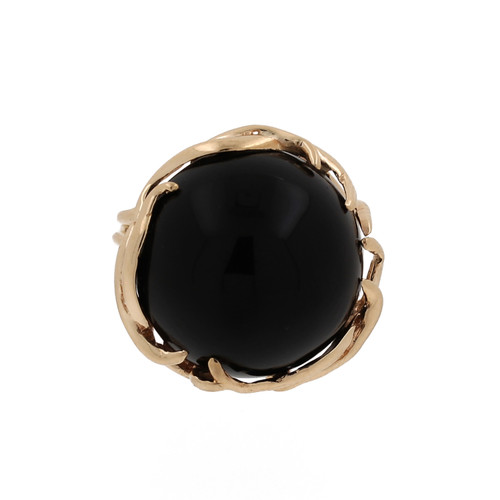 Round Black Onyx Statement Claw Ring 14K Yellow Gold Size 6.5 Vintage Estate