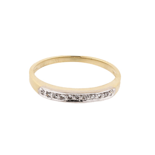 Diamond Half Eternity Anniversary Band Ring 14K Two-Tone Gold 0.11 CTW SZ 8.75