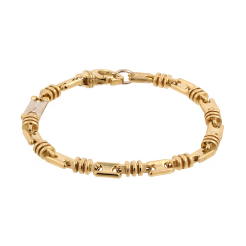 Kria Gioielli Fancy Link Chain Bracelet 18K Italian Two-Tone Gold 7.75" Estate