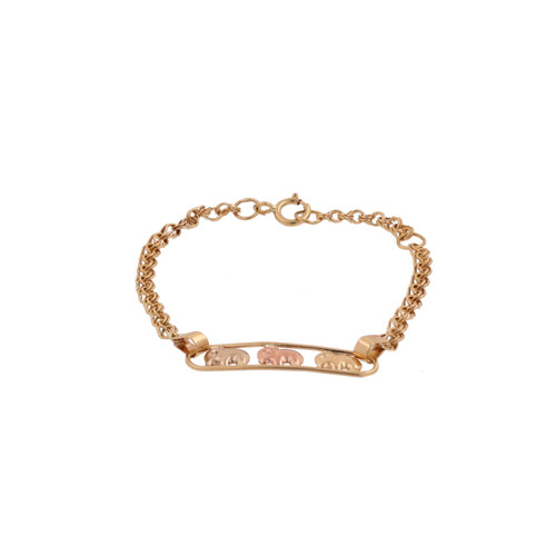 Ram Bar Bracelet 18K Tri-Tone Gold Double Circle Link Chain 5.25" Animal