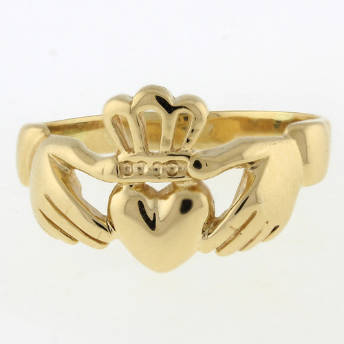 Vintage Claddagh Ring Solid 14K Yellow Gold Size 12 Estate Ladies