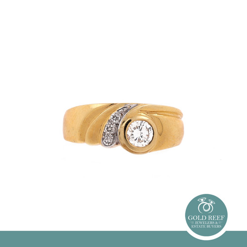 Estate Diamond Ladies Cocktail Ring 18K Yellow Gold 0.39 CTW Diamonds Size 7.25