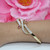 Vintage Floral Pink Topaz Diamond Bangle Bracelet 18K Yellow Gold 0.91 CTW 7"