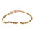 Vintage Pink White Glass Stone Fancy Chain Bracelet 18K Yellow Gold Bezel 7.5"