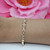 Vintage Pink White Glass Stone Fancy Chain Bracelet 18K Yellow Gold Bezel 7.5"