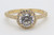 Estate Solitaire CZ Halo Engagement Ring with CZ Accents 14K Yellow Gold Ladies Size 8.25