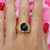 Vintage Cats Eye & Diamond 14k Yellow Gold Statement Ring Men's SZ 8.25