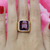 Square Amethyst Statement Ring 18K Yellow Gold 9.50 CT Size 5 Unisex Estate