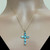 Blue Topaz Cross Pendant Charm 14K Yellow Gold 3.48 CTW Religious Estate 1.30"