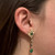 18K Yellow Gold Cabochon Green Emerald Diamond Dangling Drop Earrings Estate