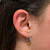 Heart Huggie Hoop Earrings 14K White Gold Cubic Zirconia Channel Set Gems Estate