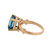 Vintage Emerald Cut Blue Topaz Gemstone Statement Ring 14K Yellow Gold Size 8