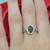 Green Tourmaline Cubic Zirconia Halo Ring Sterling Silver .925 Size 7.25
