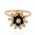 Blue Spinel & diamond Flower Ring 14K Yellow Gold Size 7 Ladies Girls Vintage