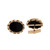 Vintage Oval Black Onyx Gem Cuff Links 14K Yellow Gold 0.95" Mens