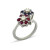 Estate Floral Sapphire Ruby Diamond Pinkie Ring 14K White Gold 1.40 CTW Size 3