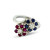 Estate Floral Sapphire Ruby Diamond Pinkie Ring 14K White Gold 1.40 CTW Size 3