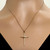 Religious Cross Pendant Cubic Zirconia Accent 14K Two Tone Gold 0.85" Estate