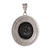 Oval Halo Pendant Charm Sterling Silver Black and White Stone Ladies 1.15"
