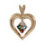 Gemstone Diamond Open Heart Pendant Charm 14K Yellow Gold Vintage Estate 1"