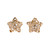 Star Cubic Zirconia Gem Stud Earrings 14K Yellow Gold Filigree Gold Estate 0.30"