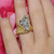 Cluster Diamond Cascade Ring 18K Two-Tone Gold Ridged Finish 0.85 TW SZ 6 Estate