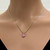 14K Yellow Gold Solitaire Pink Synthetic Gemstone Pendant & Rope Chain 18"Estate