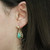 Green Chrysoprase Pearl Drop Dangle Earrings 14K Yellow Gold Filigree 1"