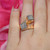 Diamond Square Bypass Ring 14K Two-Tone Gold 0.50 CTW Contemporary Estate Size 6
