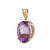 Oval Solitaire Amethyst Gemstone Pendant 10K Yellow Gold Prong Basket Set 0.80"