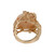 Angel Skin Coral Cabochon Gemstone Claw Ring 14K Y/Gold 4.40 TW Round Gem SZ 6