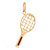 Tennis Racket Racquet Charm Pendant 18K Yellow Gold Enamel Overlay Sports 1.25"