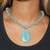 Turquoise Teardrop Pendant Turquoise Beaded Necklace Sterling Silver 20"
