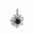 Sapphire Diamond Halo Floral Pendant Charm 18K White Gold 0.46 CTW 0.45" Estate