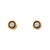 Round Cubic Zirconia Stud Earrings Bezel Set 18K Two-Tone Gold Estate