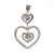 Open Heart Pendant 14K White Gold Diamond Cut 5 Heart Dangle 1.40" Estate