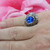 Men's Hawthorne High School Class Ring 1988 10K W/Gold Oval Blue Spinel Gem 9.25