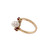 Freshwater Pearl Ruby Bypass Ring 14K Yellow Gold Swirl Design Size 4.75 Vintage