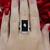 Black Onyx Diamond Accent Cocktail Ring 14K White Gold Filigree Size 4.5 Estate