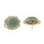 Carved Nephrite Jade Greek Key Stud Earrings 14K Yellow Gold Frame 0.40" Estate