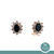 Oval Sapphire Diamond Floral Halo Earrings 14K Yellow Gold 3.50 CTW Omega Backs