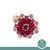 Ruby Diamond Flower Ring 14K Yellow Gold 3.07 CTW Size 9 Ladies Vintage Estate