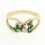 Vintage Emerald Diamond Cocktail Ring 14K Yellow Gold 0.26 CTW Ladies Size 5